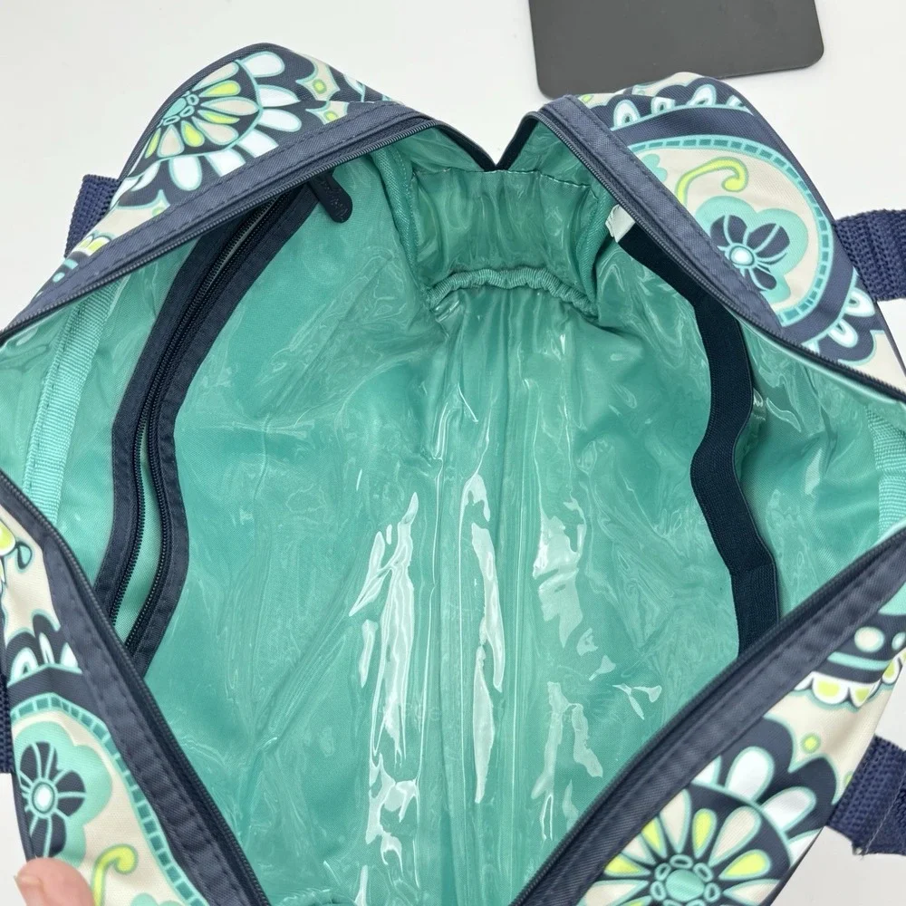 New! Thirty One Handle It Teal Paisley Day Zipper Cosmetic Travel 31 Makeup Tote